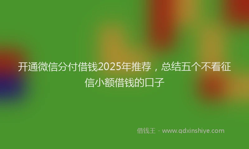 开通微信分付借钱2025年推荐，总结五个不看征信小额借钱的口子