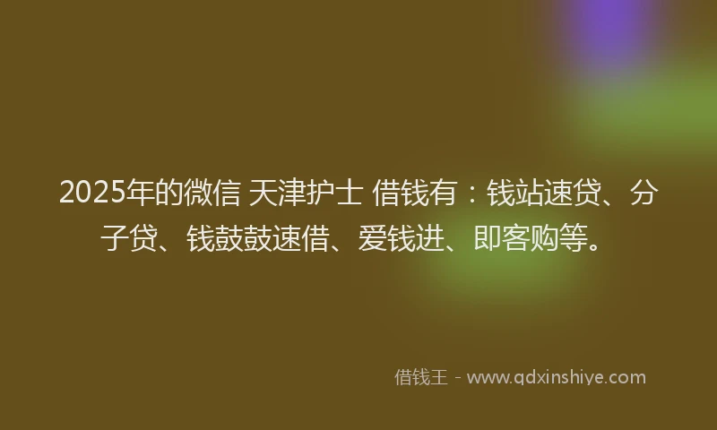 2025年的微信 天津护士 借钱有：钱站速贷、分子贷、钱鼓鼓速借、爱钱进、即客购等。
