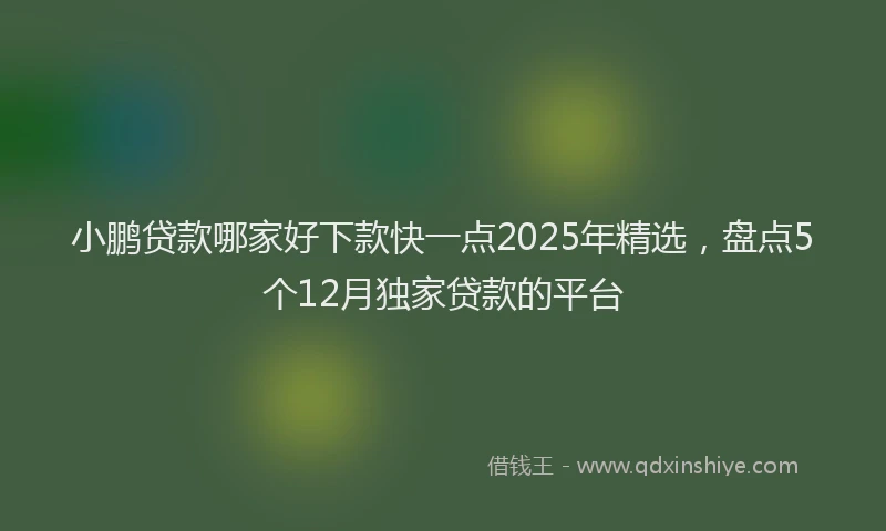 小鹏贷款哪家好下款快一点2025年精选，盘点5个12月独家贷款的平台