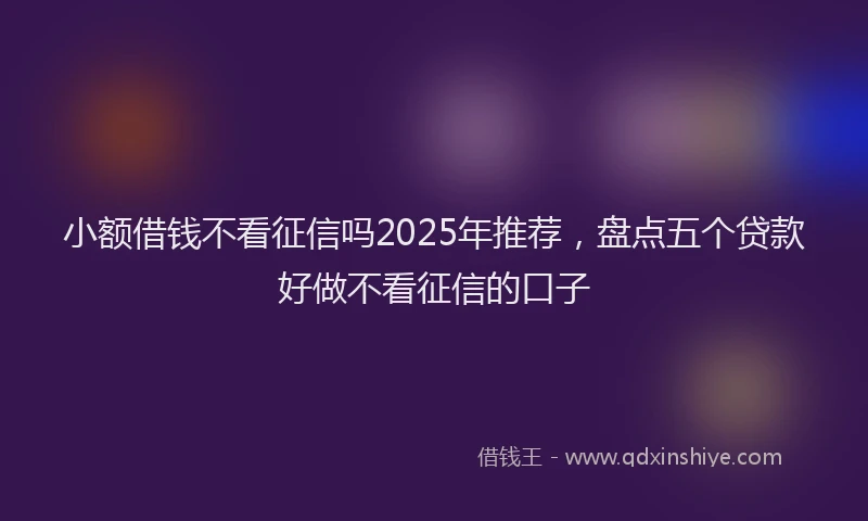 小额借钱不看征信吗2025年推荐，盘点五个贷款好做不看征信的口子