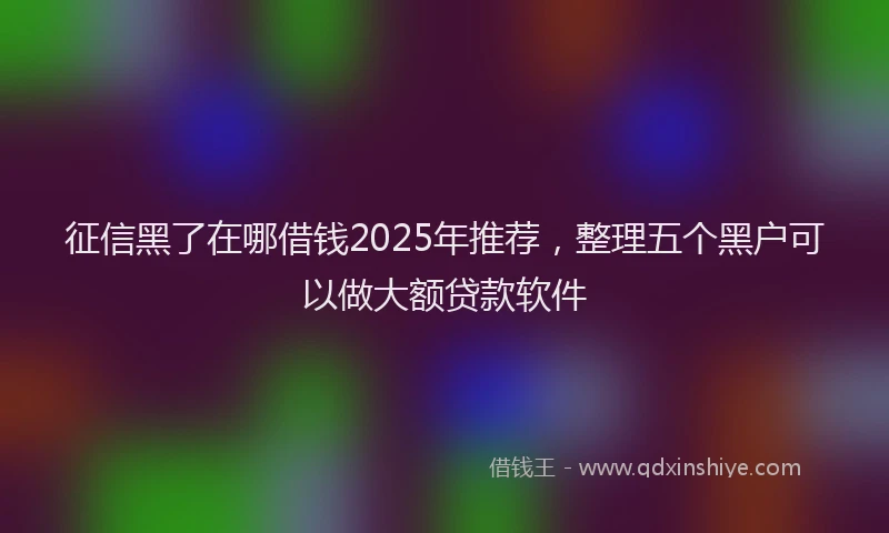 征信黑了在哪借钱2025年推荐，整理五个黑户可以做大额贷款软件