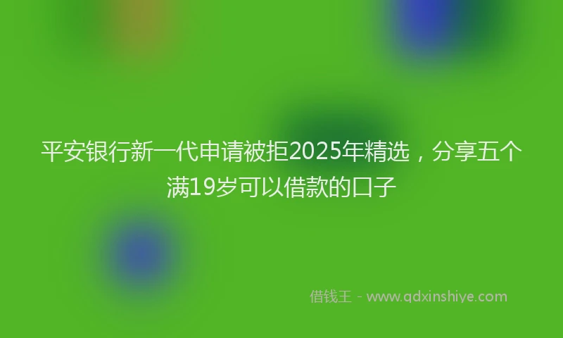 平安银行新一代申请被拒2025年精选，分享五个满19岁可以借款的口子