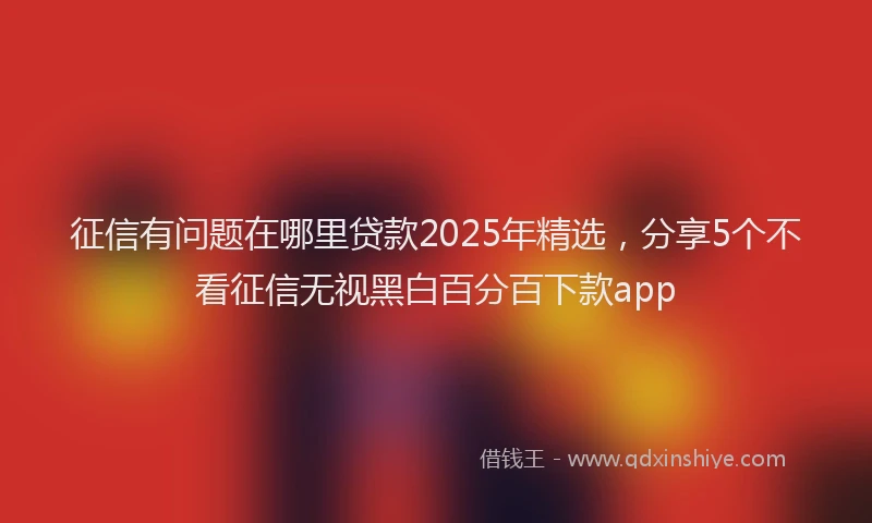 征信有问题在哪里贷款2025年精选，分享5个不看征信无视黑白百分百下款app
