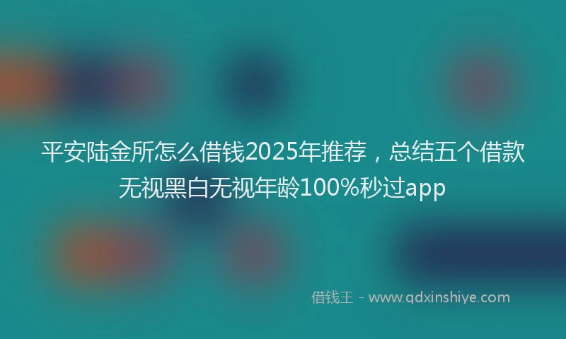 平安陆金所怎么借钱2025年推荐，总结五个借款无视黑白无视年龄100%秒过app