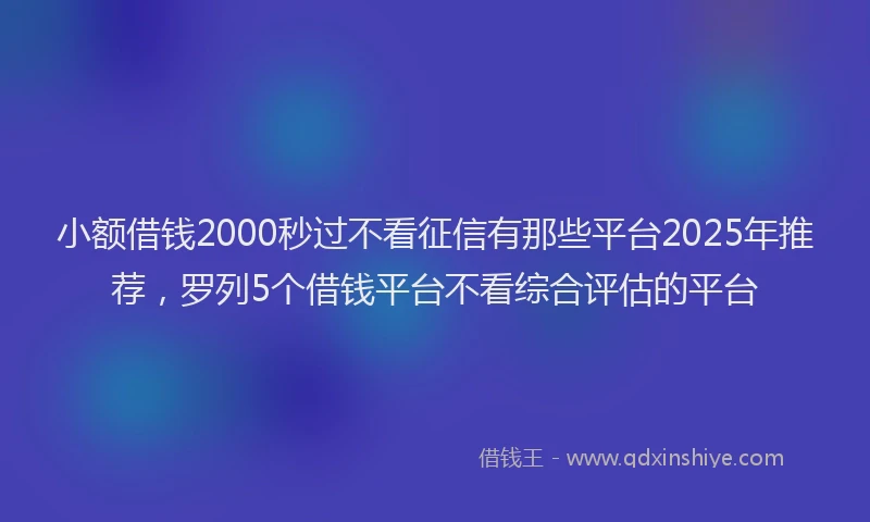小额借钱2000秒过不看征信有那些平台2025年推荐，罗列5个借钱平台不看综合评估的平台