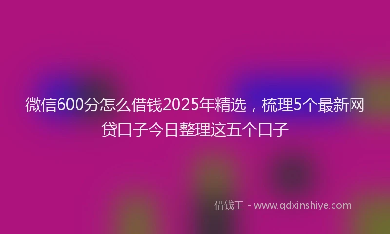 微信600分怎么借钱2025年精选，梳理5个最新网贷口子今日整理这五个口子