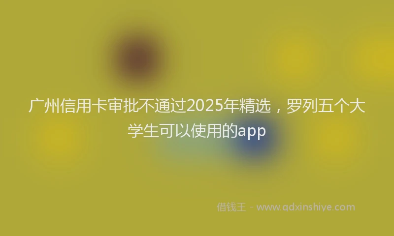 广州信用卡审批不通过2025年精选，罗列五个大学生可以使用的app