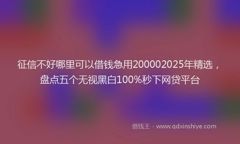 征信不好哪里可以借钱急用200002025年精选，盘点五个无视黑白100%秒下网贷平台