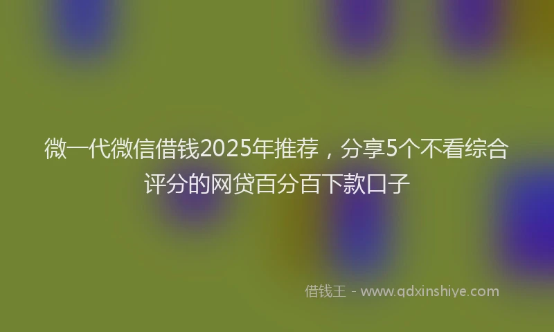 微一代微信借钱2025年推荐，分享5个不看综合评分的网贷百分百下款口子