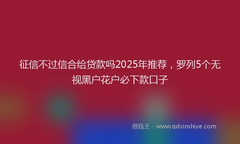 征信不过信合给贷款吗2025年推荐，罗列5个无视黑户花户必下款口子