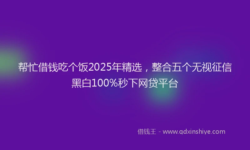 帮忙借钱吃个饭2025年精选，整合五个无视征信黑白100%秒下网贷平台