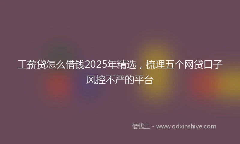 工薪贷怎么借钱2025年精选，梳理五个网贷口子风控不严的平台