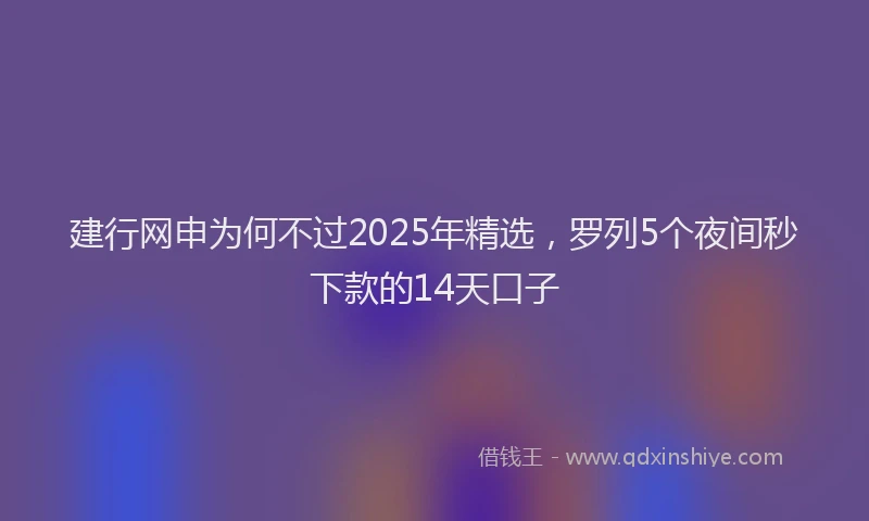 建行网申为何不过2025年精选，罗列5个夜间秒下款的14天口子