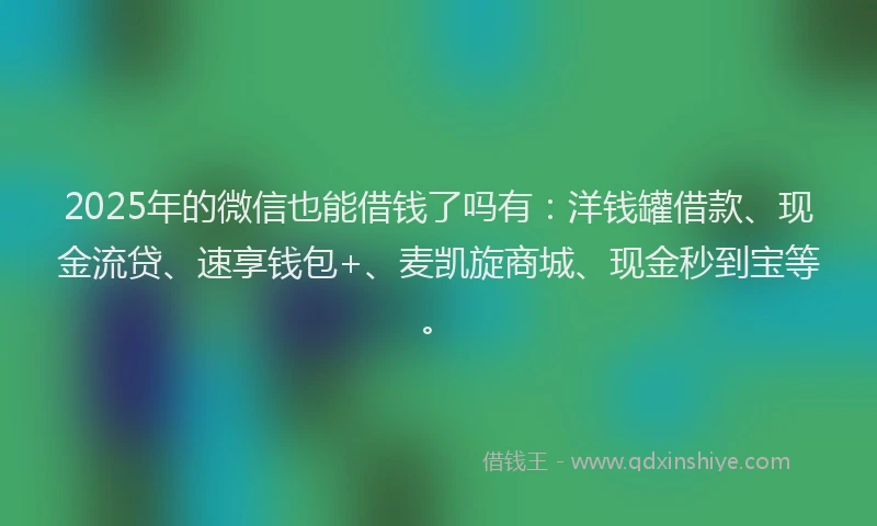 2025年的微信也能借钱了吗有：洋钱罐借款、现金流贷、速享钱包+、麦凯旋商城、现金秒到宝等。