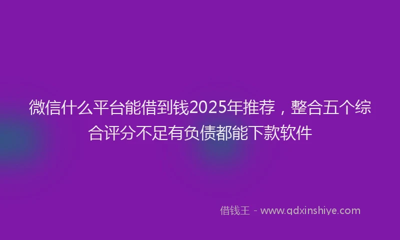 微信什么平台能借到钱2025年推荐，整合五个综合评分不足有负债都能下款软件