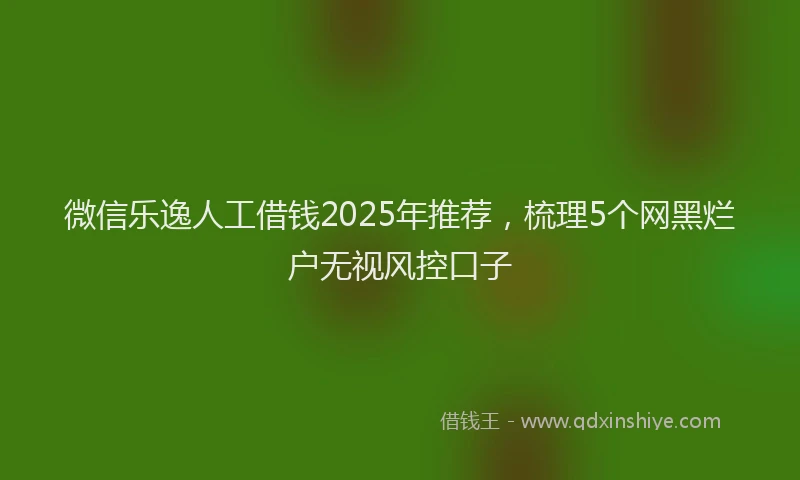 微信乐逸人工借钱2025年推荐，梳理5个网黑烂户无视风控口子