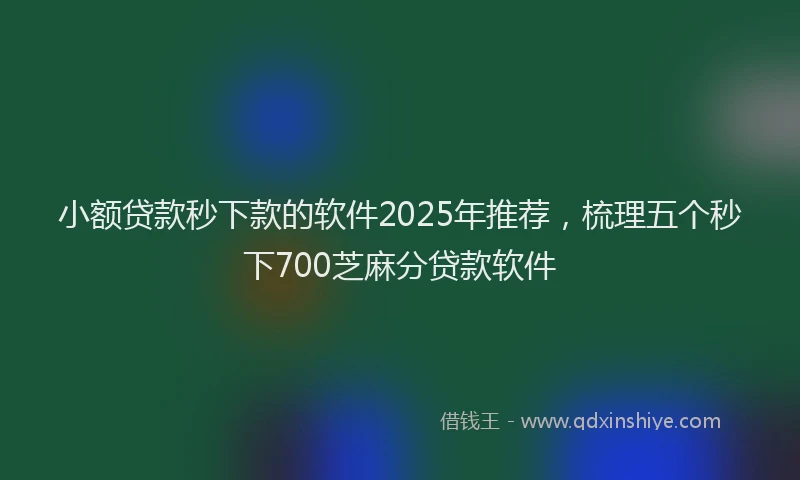 小额贷款秒下款的软件2025年推荐，梳理五个秒下700芝麻分贷款软件
