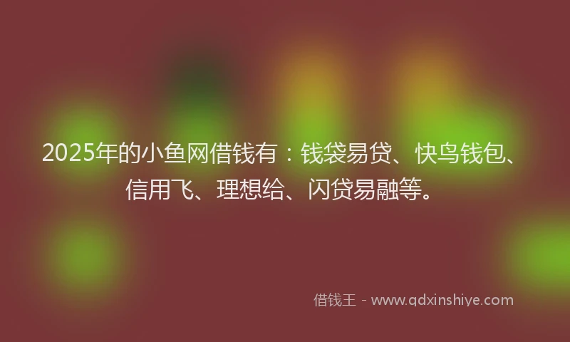 2025年的小鱼网借钱有：钱袋易贷、快鸟钱包、信用飞、理想给、闪贷易融等。