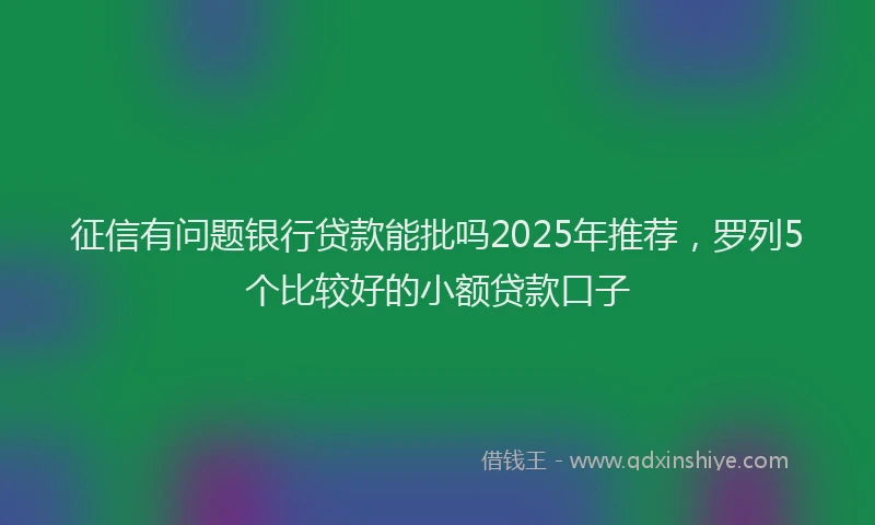 征信有问题银行贷款能批吗2025年推荐，罗列5个比较好的小额贷款口子