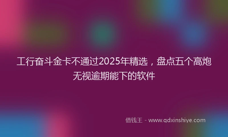 工行奋斗金卡不通过2025年精选，盘点五个高炮无视逾期能下的软件