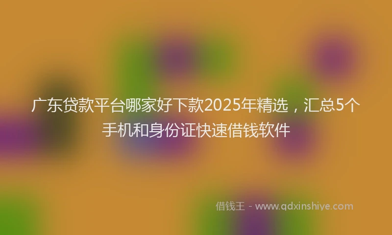 广东贷款平台哪家好下款2025年精选，汇总5个手机和身份证快速借钱软件