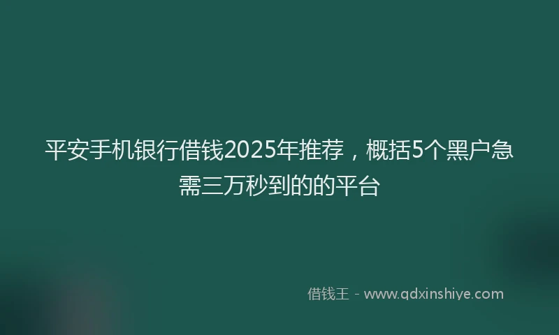 平安手机银行借钱2025年推荐，概括5个黑户急需三万秒到的的平台