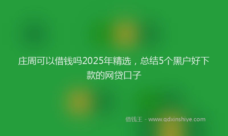 庄周可以借钱吗2025年精选，总结5个黑户好下款的网贷口子