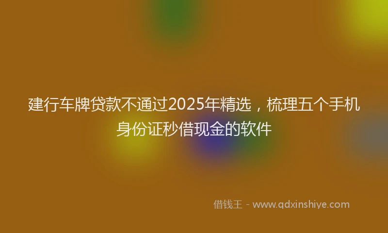 建行车牌贷款不通过2025年精选，梳理五个手机身份证秒借现金的软件