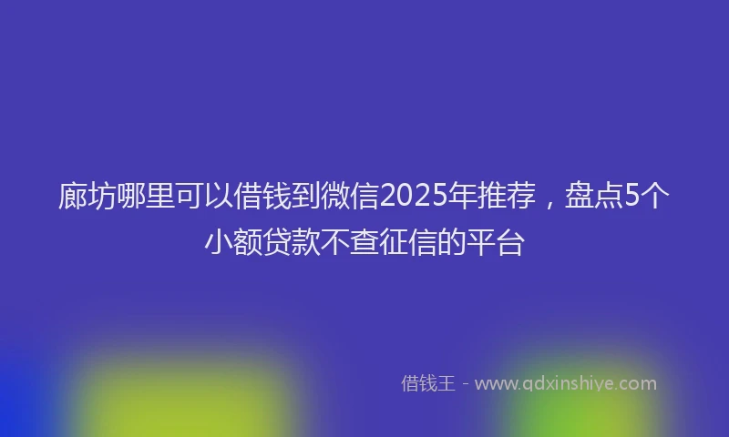 廊坊哪里可以借钱到微信2025年推荐，盘点5个小额贷款不查征信的平台