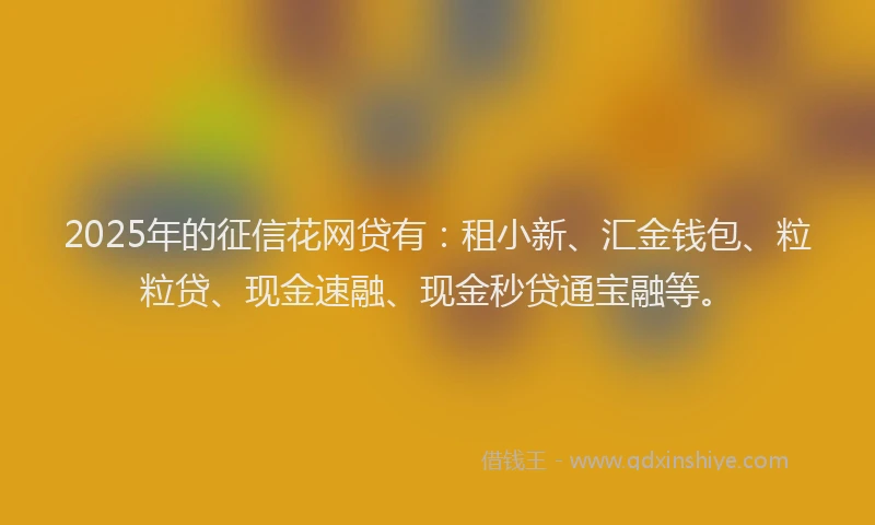 2025年的征信花网贷有：租小新、汇金钱包、粒粒贷、现金速融、现金秒贷通宝融等。