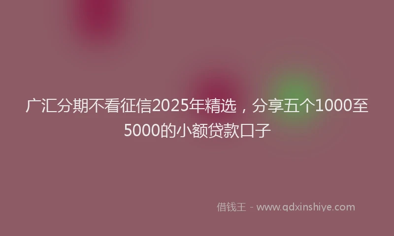 广汇分期不看征信2025年精选，分享五个1000至5000的小额贷款口子