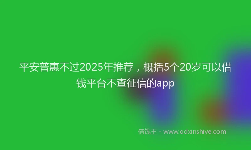 平安普惠不过2025年推荐，概括5个20岁可以借钱平台不查征信的app