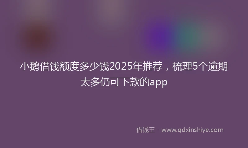 小鹅借钱额度多少钱2025年推荐，梳理5个逾期太多仍可下款的app