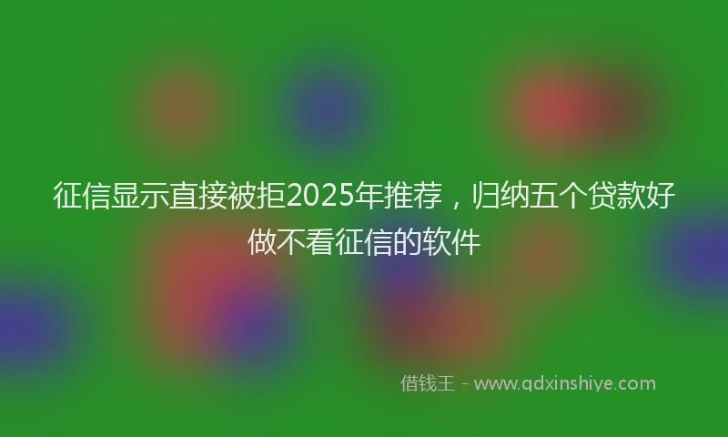 征信显示直接被拒2025年推荐，归纳五个贷款好做不看征信的软件