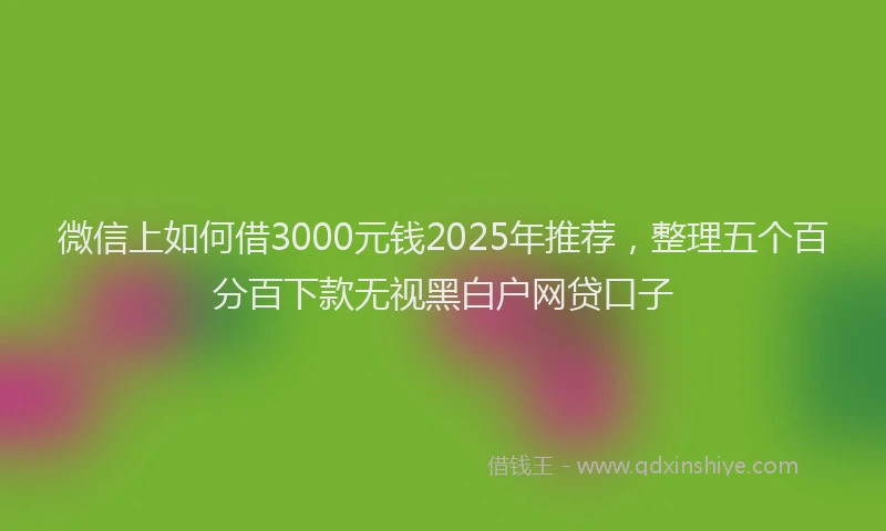 微信上如何借3000元钱2025年推荐，整理五个百分百下款无视黑白户网贷口子