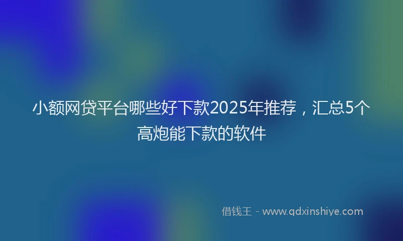小额网贷平台哪些好下款2025年推荐，汇总5个高炮能下款的软件