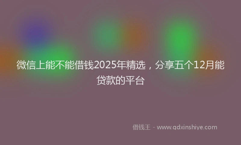 微信上能不能借钱2025年精选，分享五个12月能贷款的平台