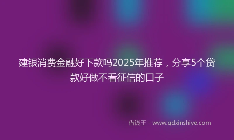 建银消费金融好下款吗2025年推荐，分享5个贷款好做不看征信的口子