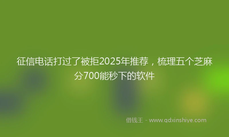 征信电话打过了被拒2025年推荐，梳理五个芝麻分700能秒下的软件