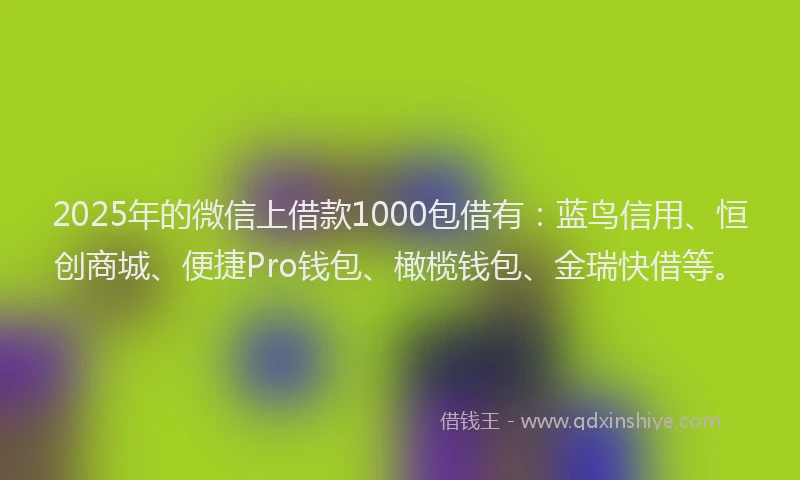 2025年的微信上借款1000包借有：蓝鸟信用、恒创商城、便捷Pro钱包、橄榄钱包、金瑞快借等。