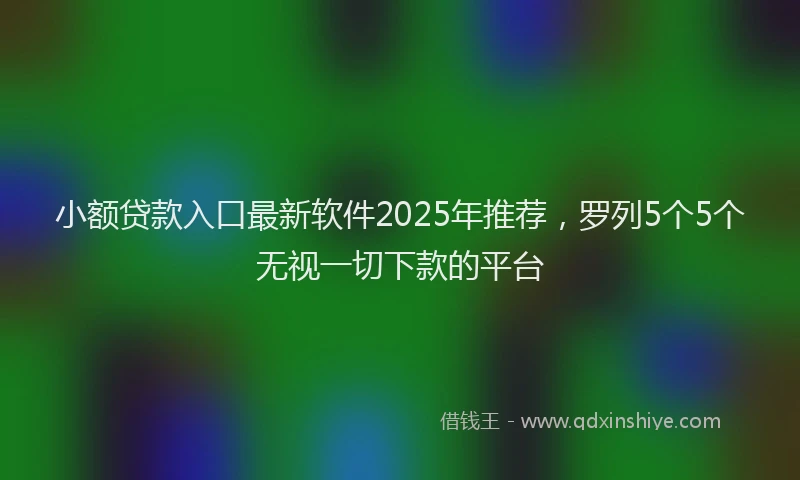 小额贷款入口最新软件2025年推荐，罗列5个5个无视一切下款的平台