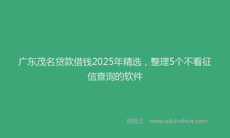 广东茂名贷款借钱2025年精选，整理5个不看征信查询的软件