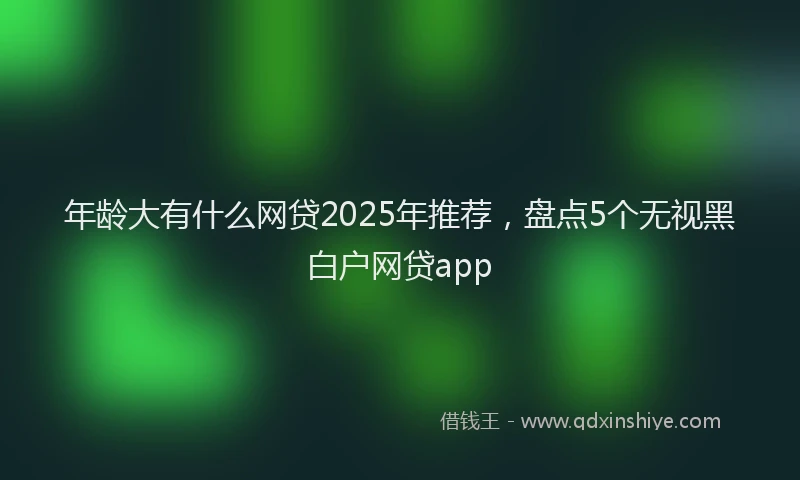 年龄大有什么网贷2025年推荐，盘点5个无视黑白户网贷app