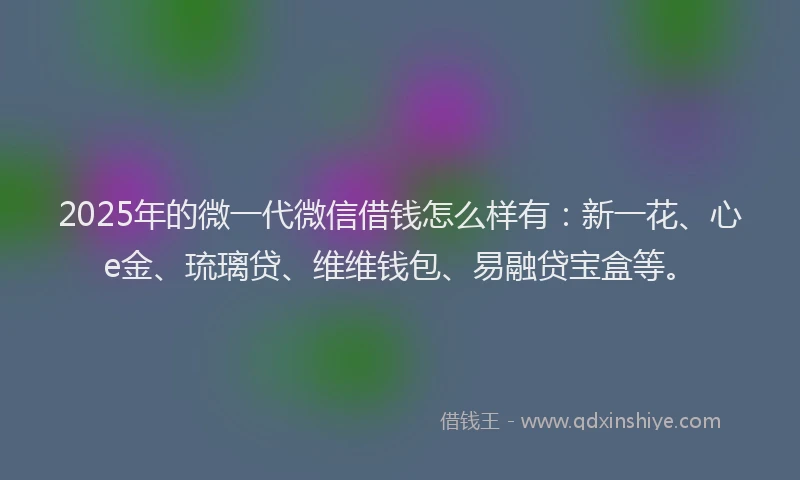 2025年的微一代微信借钱怎么样有：新一花、心e金、琉璃贷、维维钱包、易融贷宝盒等。