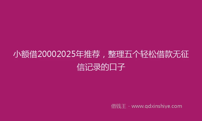 小额借20002025年推荐，整理五个轻松借款无征信记录的口子
