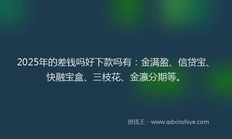 2025年的差钱吗好下款吗有：金满盈、信贷宝、快融宝盒、三枝花、金瀛分期等。