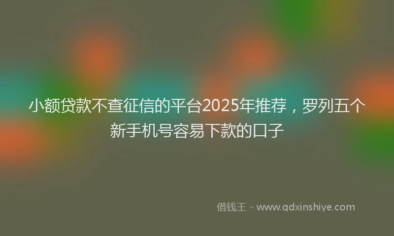 小额贷款不查征信的平台2025年推荐，罗列五个新手机号容易下款的口子