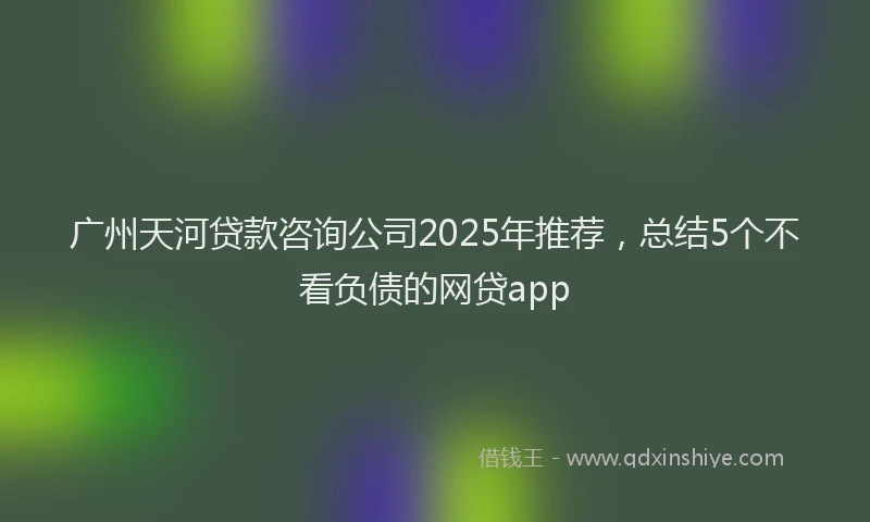 广州天河贷款咨询公司2025年推荐，总结5个不看负债的网贷app