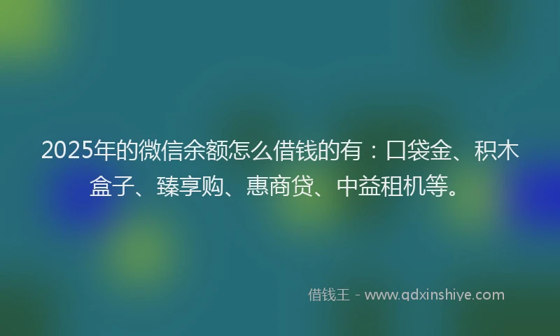 2025年的微信余额怎么借钱的有：口袋金、积木盒子、臻享购、惠商贷、中益租机等。