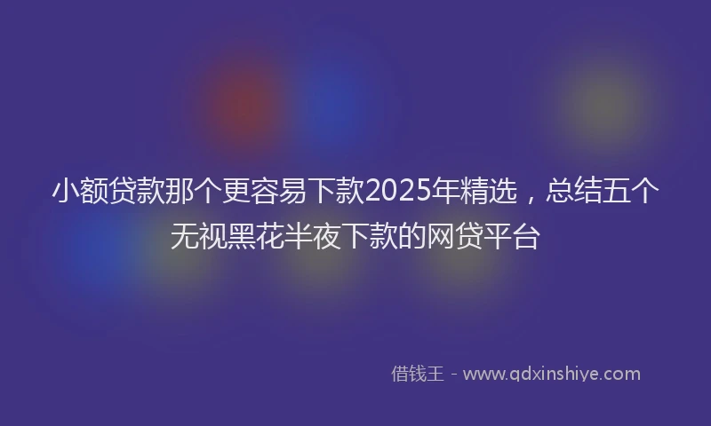 小额贷款那个更容易下款2025年精选，总结五个无视黑花半夜下款的网贷平台